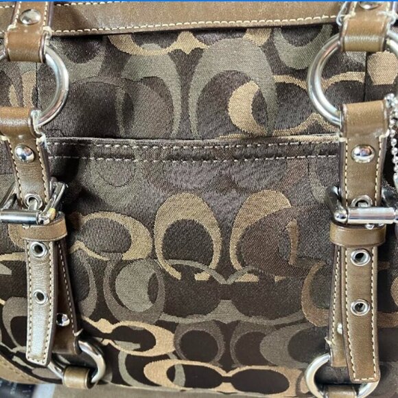 Coach Gallery Optic Signature Tote Bag Vintage Chocolate Monogram Canvas EUC - Picture 3 of 16